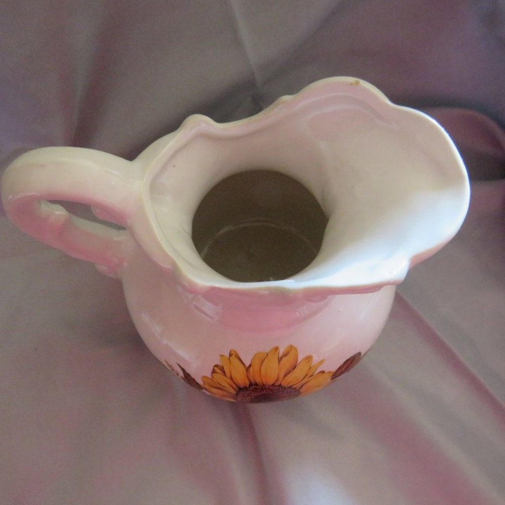 Vintage McCoy Sunflower Pottery Pitcher and Bowl - Picture 2 of 14